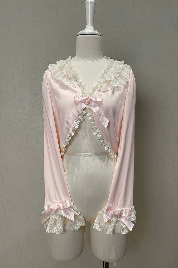 [Pre-order Deadline: May 29] Romantic Fairy Pink Lace Ribbon Cardigan