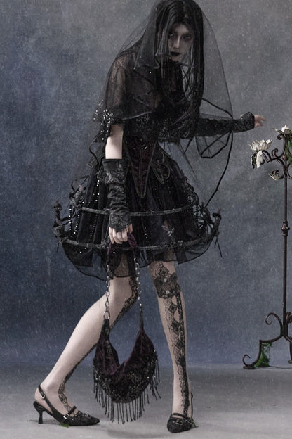 Gothic Black Lace Cape