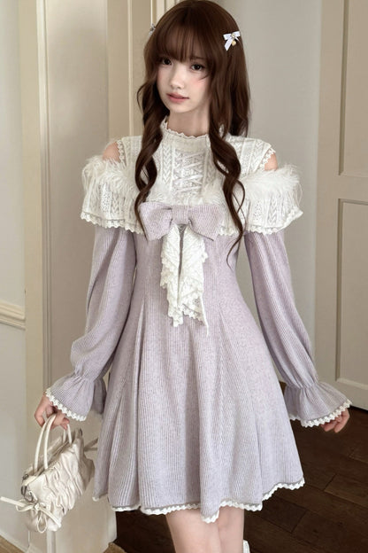 Robe en maille à épaules dénudées Wisteria