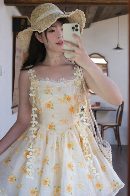 ひまわり刺繍キャミソールワンピース