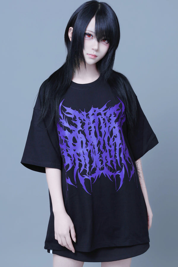 ゴシックグラフィックプリントルーズTシャツ