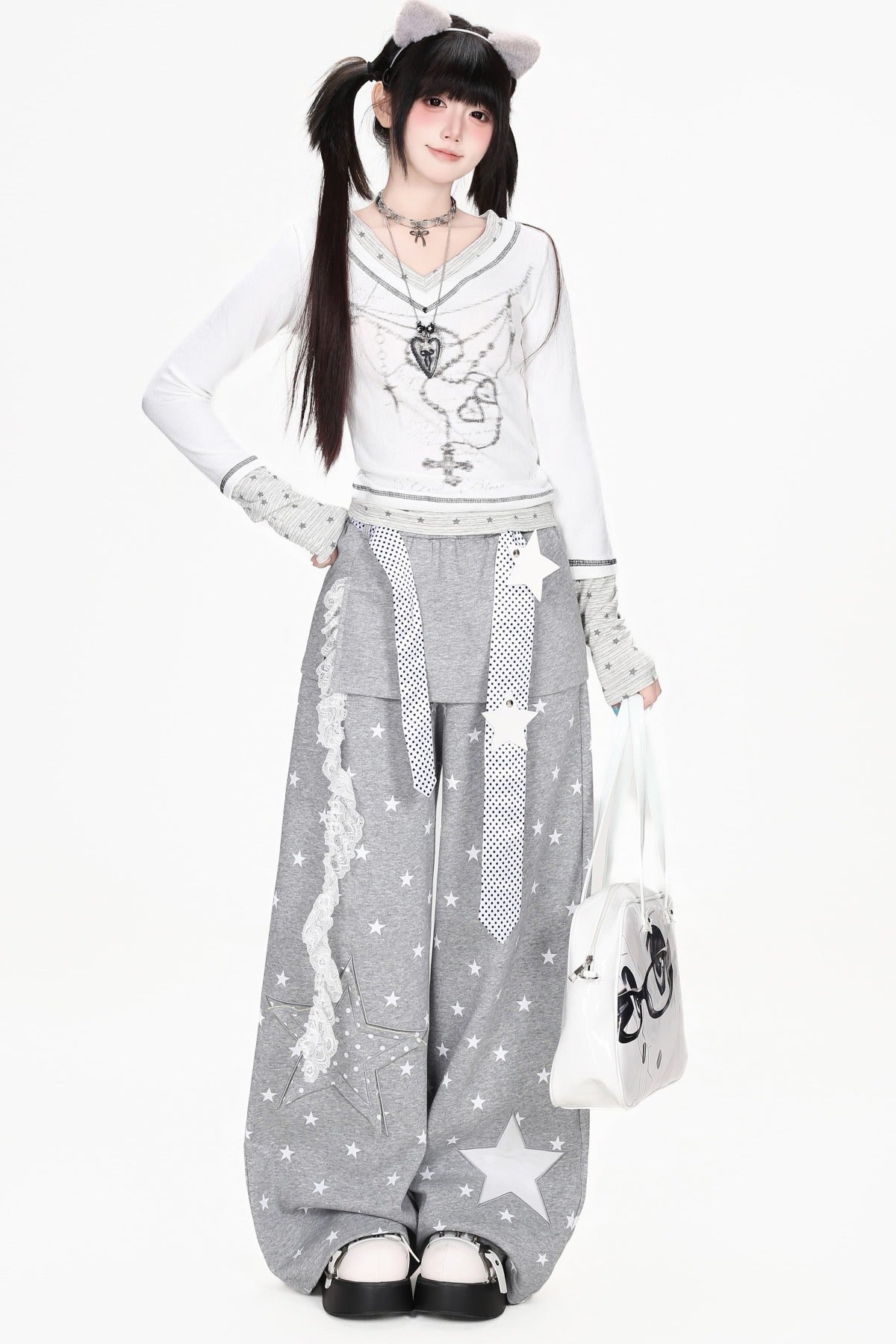 Heart Print Long Sleeve Top