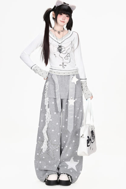 Heart Print Long Sleeve Top