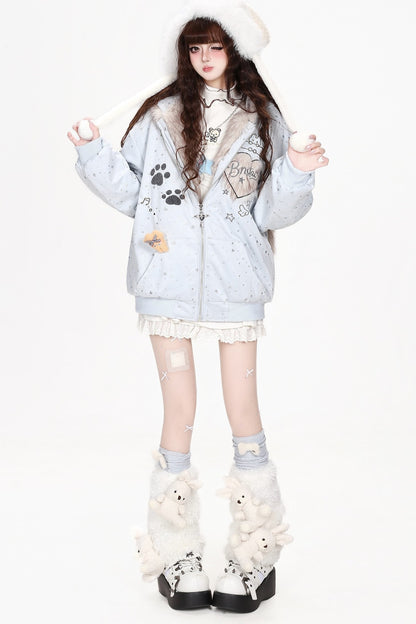 Veste matelassée à capuche avec oreilles de lapin