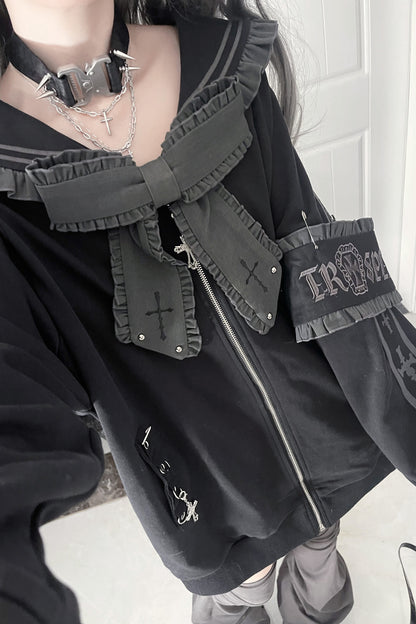 veste ample à col marin avec ruban style subculture