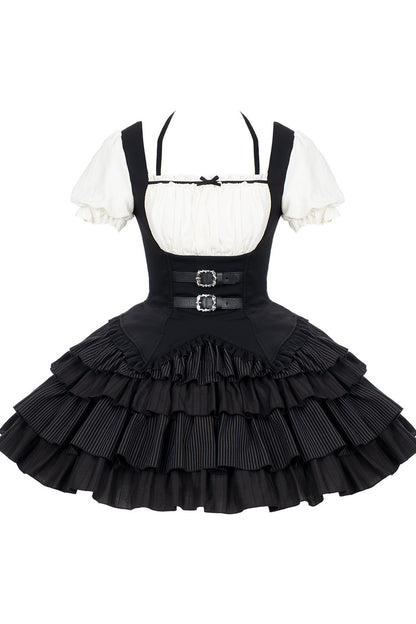 Cool Square Neck Four-Stage Dress