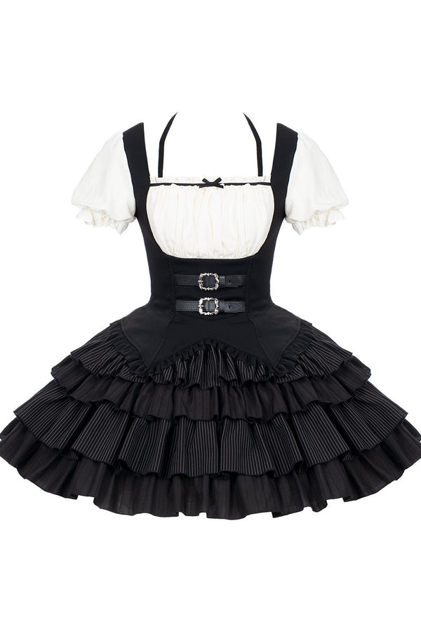 Cool Square Neck Four-Stage Dress