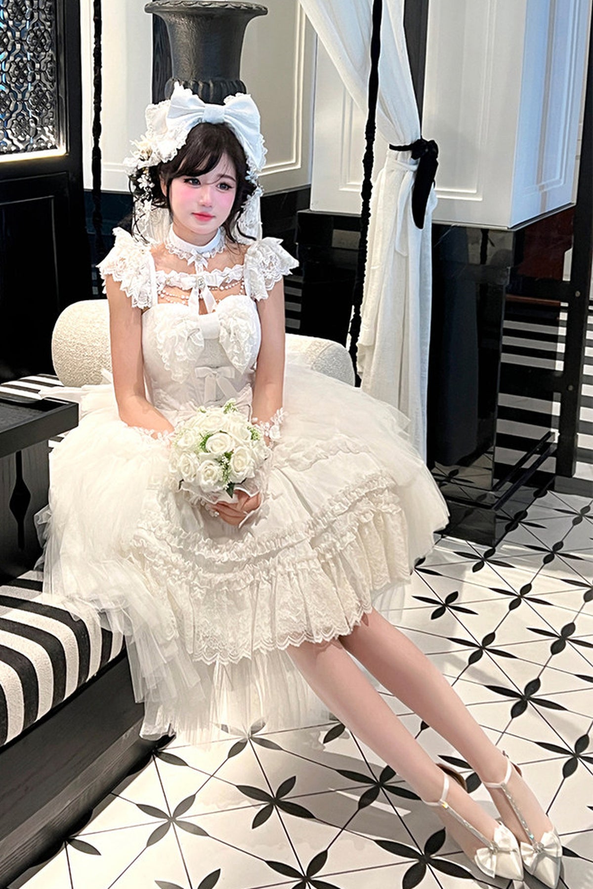 Black & White Angel Bridal Dress