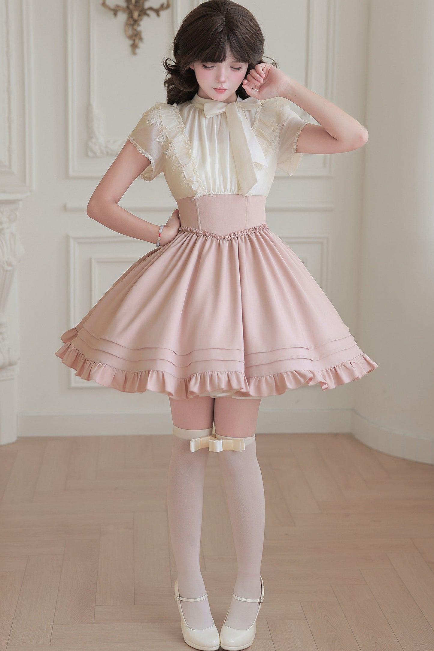 Blush Corset Ruffle Dress