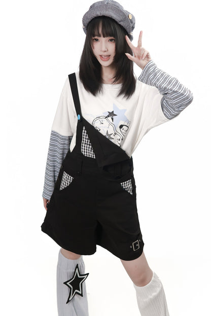 Graffiti Overalls and Striped Top Set-Up