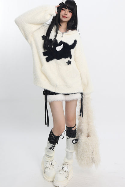 Cat Ear Hooded Knit Cardigan