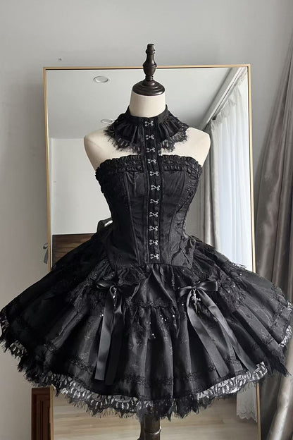 Silver Moon Thorn Halter Gothic Lolita Set