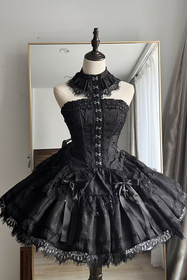 Silver Moon Thorn Halter Gothic Lolita Set