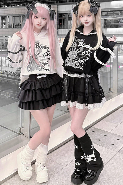 Long Eared Rabbit Sweatshirt And Cake Skirt Set-Up