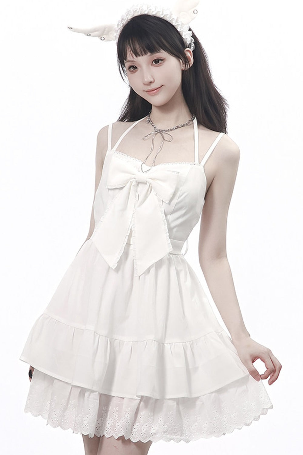 Vintage Strings Lace Double-Layered Suspender Dress Shirt Set-Up