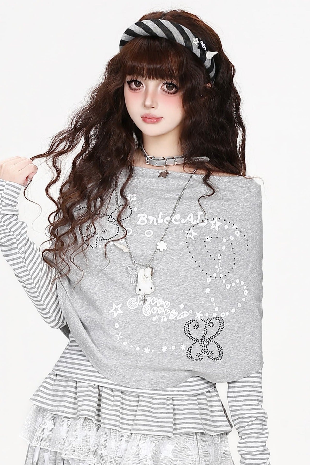 Langarm-T-Shirt im Lagenlook mit Streifen