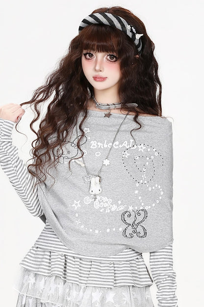 Langarm-T-Shirt im Lagenlook mit Streifen
