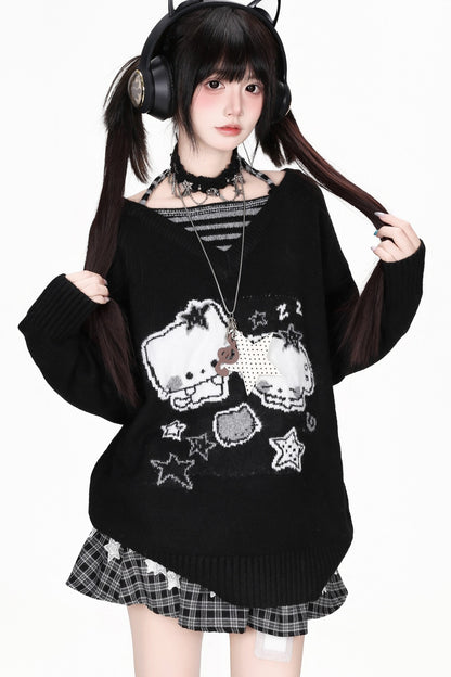 Striped Cat Knit Sweater