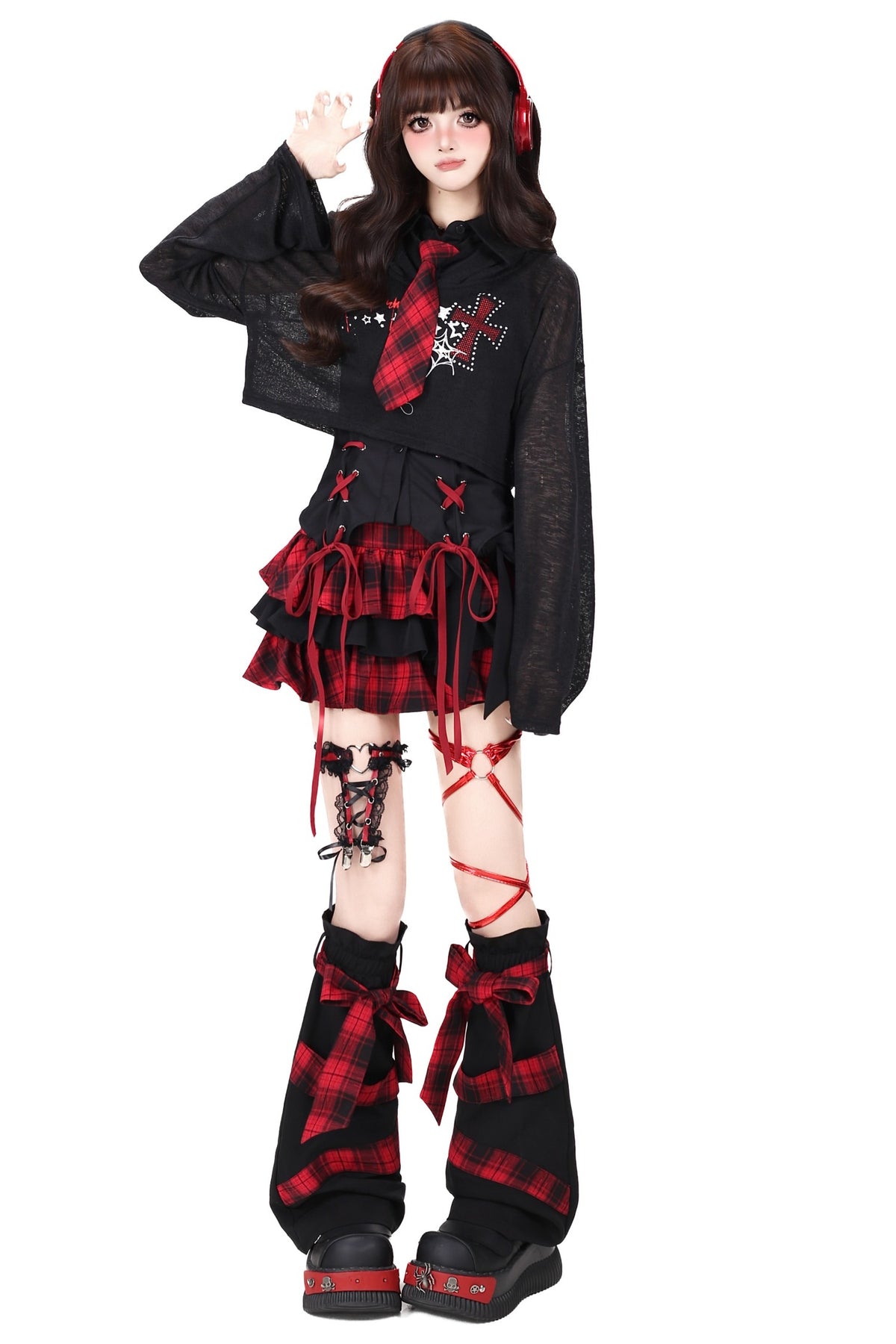 Cool Loose Long-Sleeved Blouse With Jacket and Skirt Set-Up