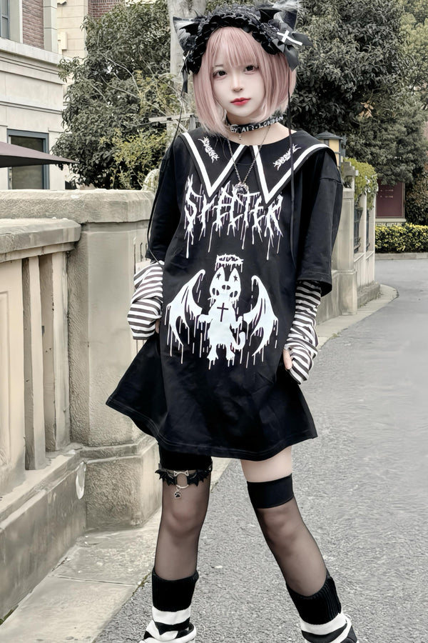 Devil Ghost Sailor Collar T-Shirt
