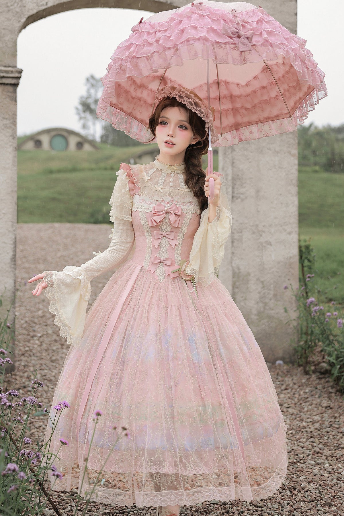 Ölgemälde-Lolita-JSK-Set mit hoher Taille