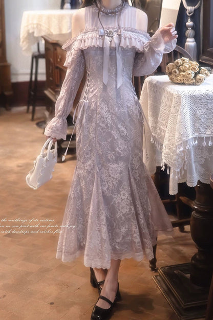 Purple Lace Mermaid Dress