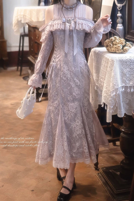 Purple Lace Mermaid Dress