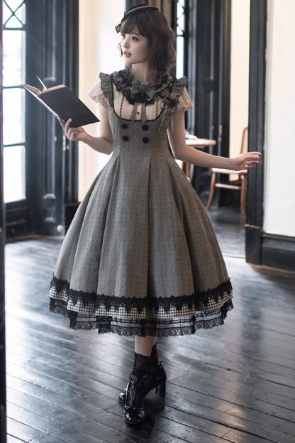 Ruffle Collar Shirt and Dress Set-Up