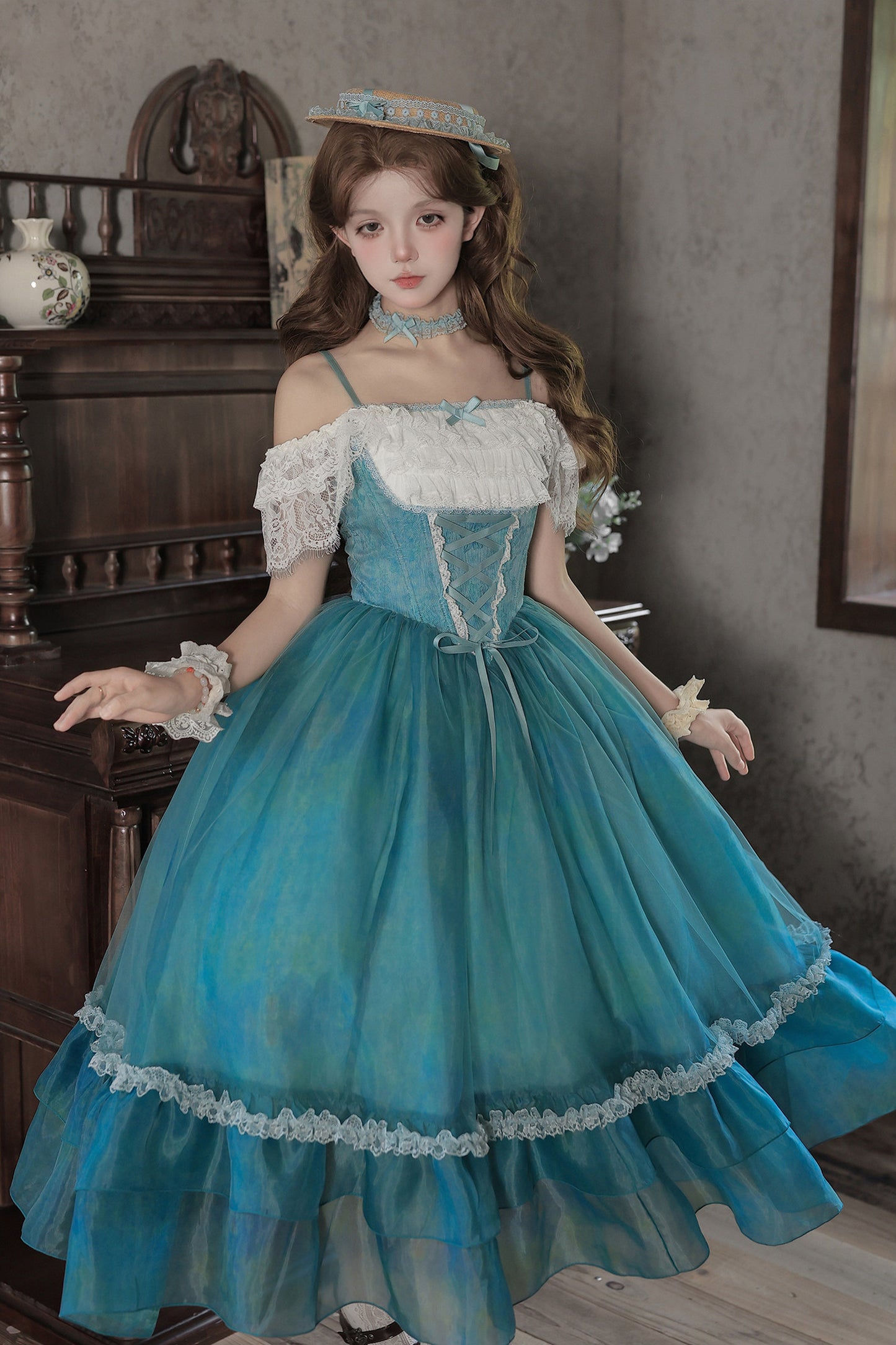 Water Lily Floral Long Dress