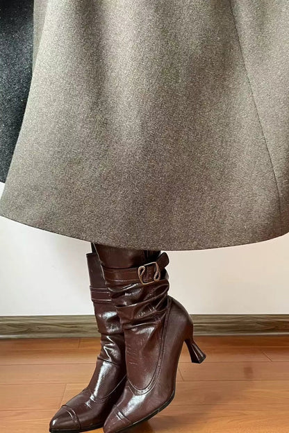 Pointed Toe High Heel Stacked Boots