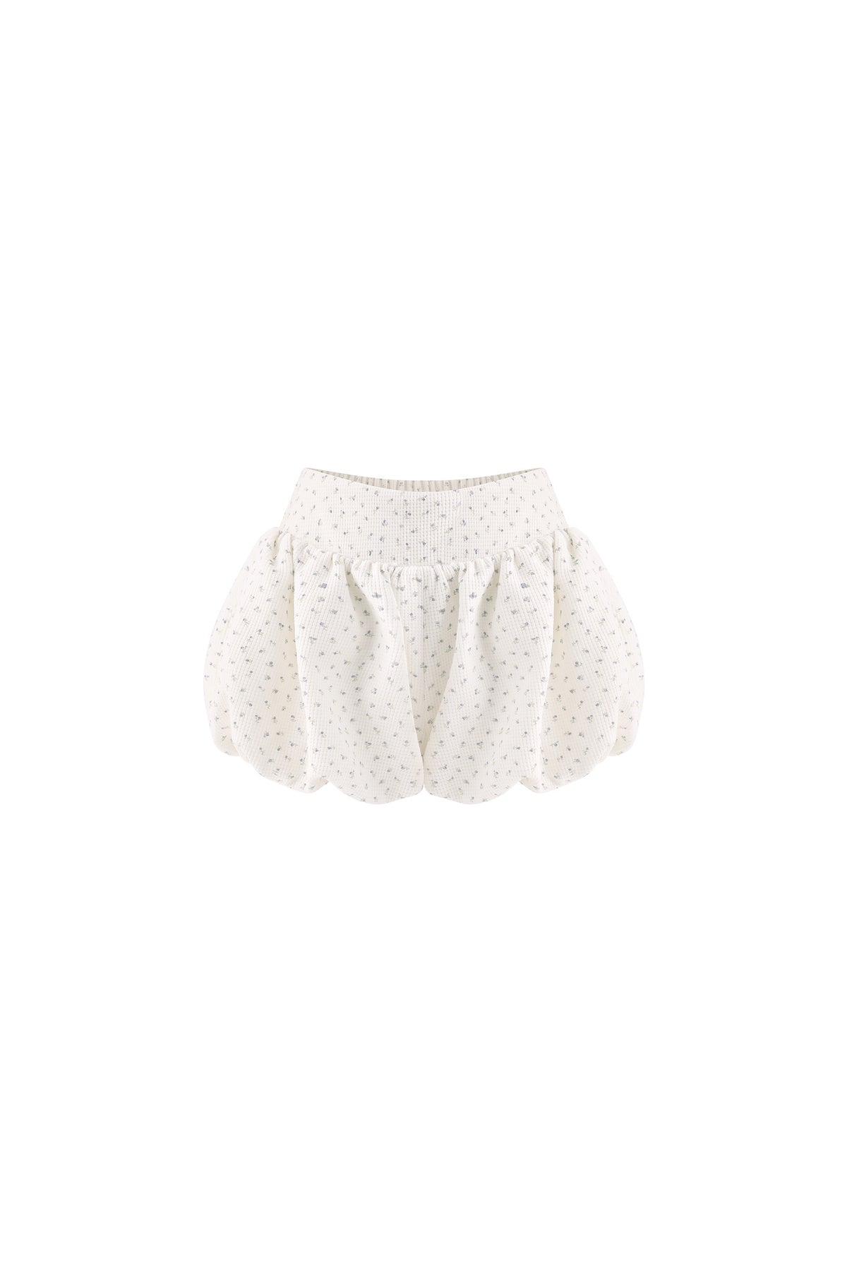 White Floral Layered-Look Top and Bubble Pants Set-Up
