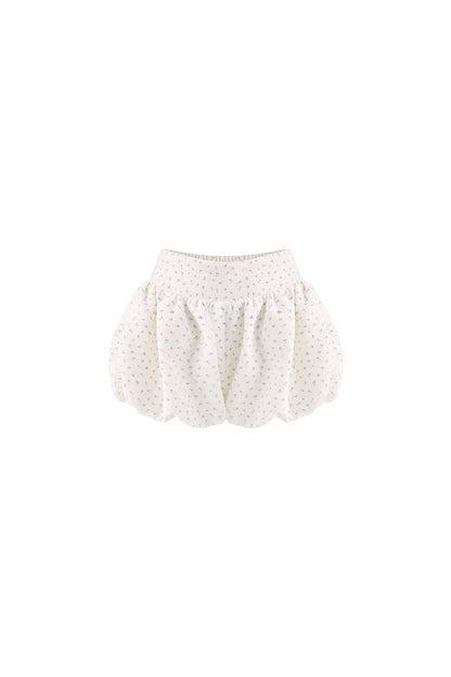 White Floral Layered-Look Top and Bubble Pants Set-Up