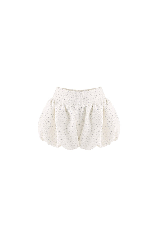 White Floral Layered-Look Top and Bubble Pants Set-Up