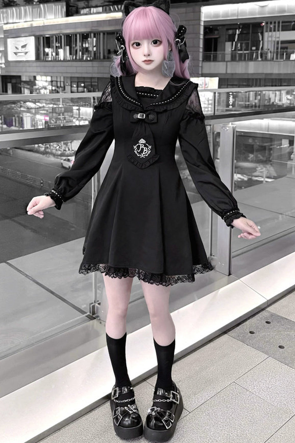 Black Lace Princess Dress+ Bag