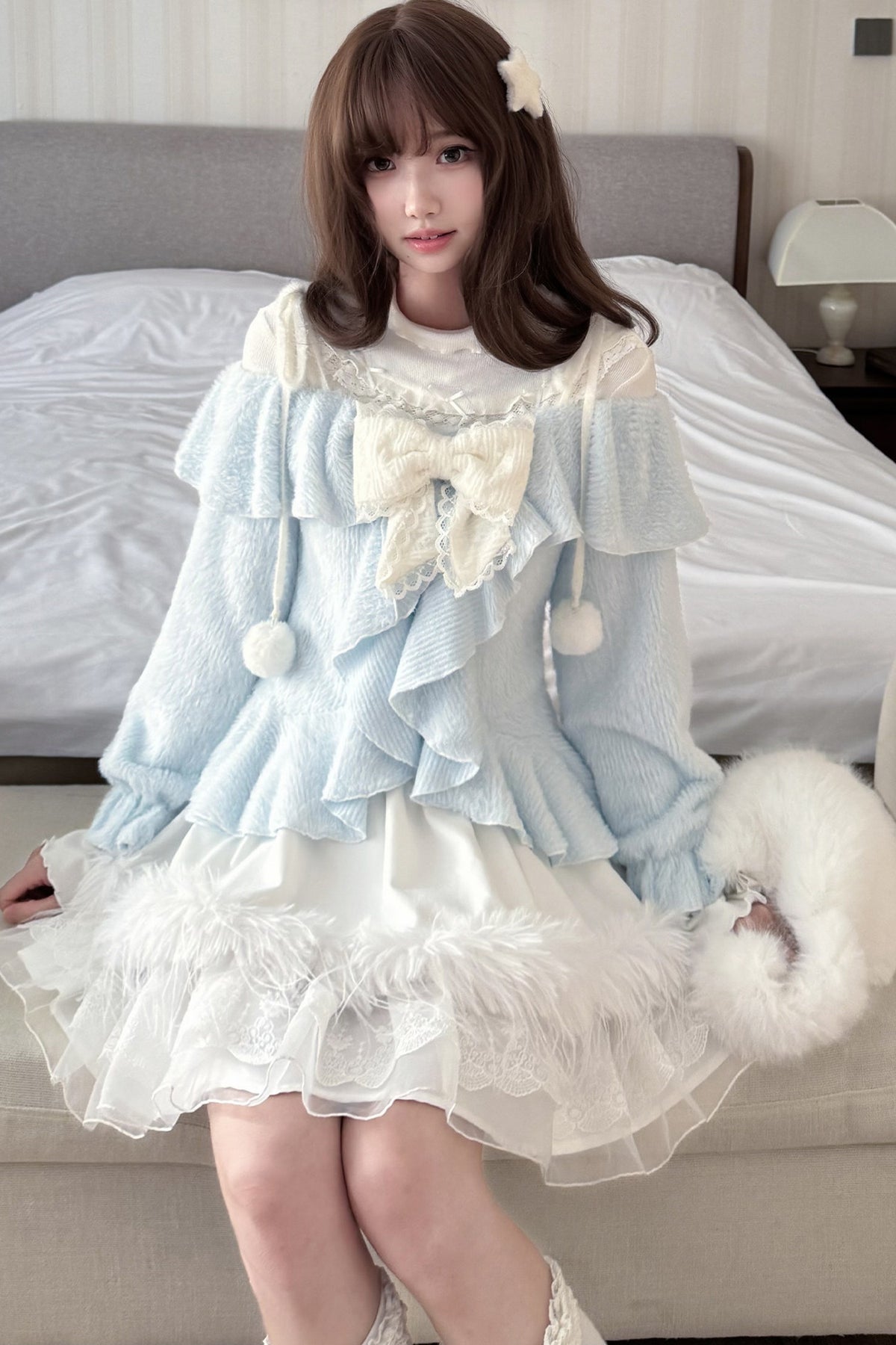 Off-Shoulder Ruffle Knit Top Set