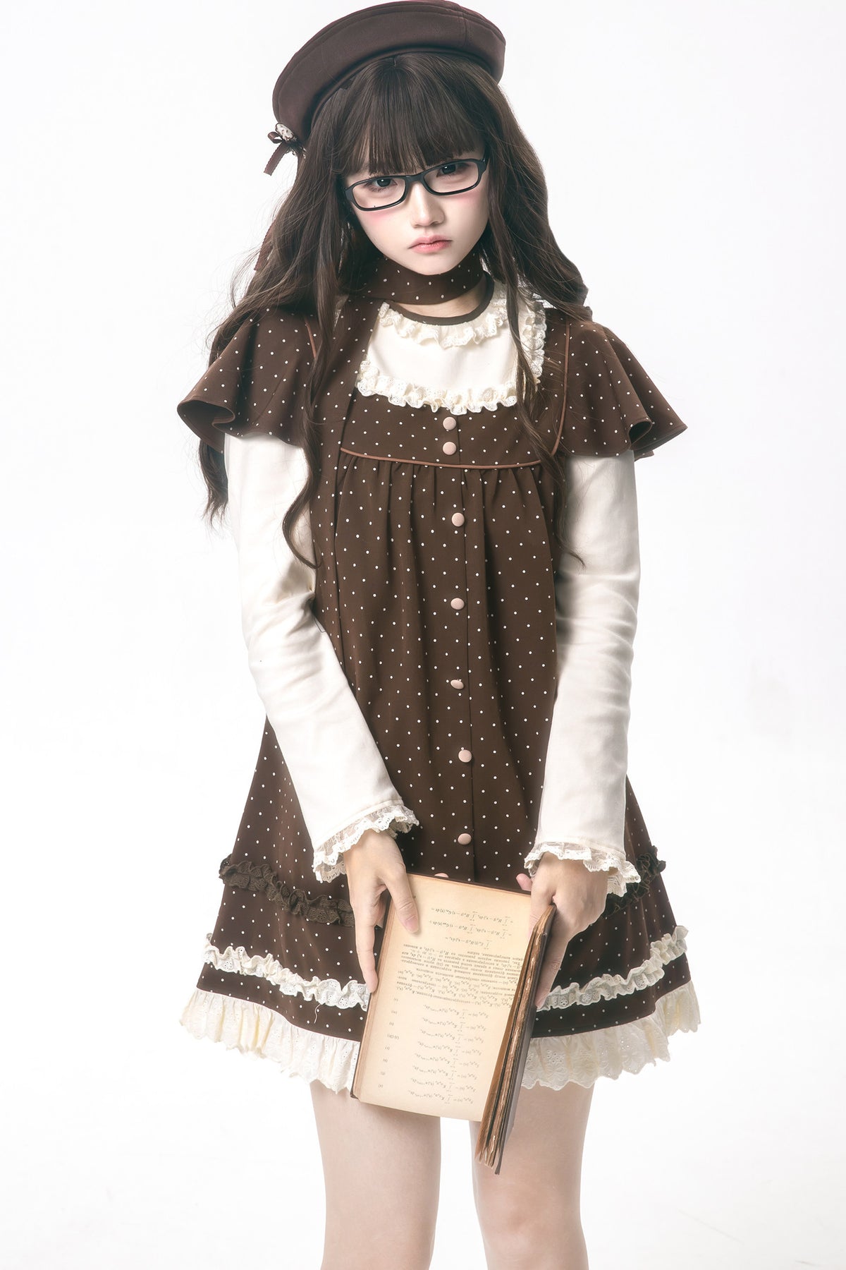 Brown Polka Dot Layered-Look Dress