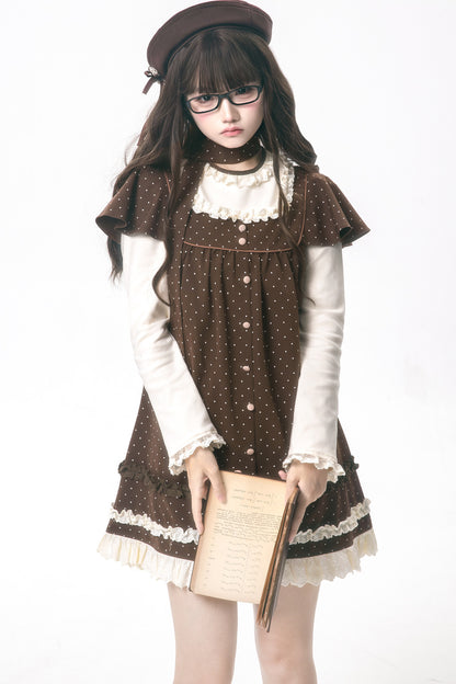 Brown Polka Dot Layered-Look Dress