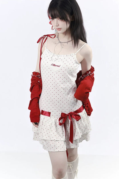 Sugar Berry Dot Knit Dress + Cardigan