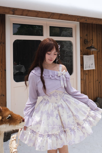 ラベンダー蝶々プリンセスセットアップ