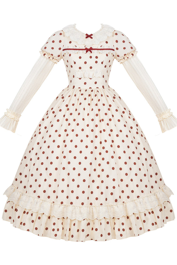Cotton Polka Dot Print OP Dress Set-Up