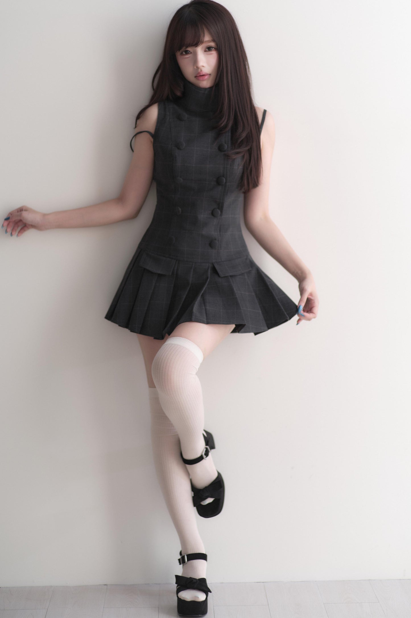 ダブルボタン量産型ミニワンピース＋パンツ