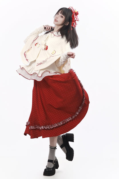 Knitted Cape And Polka Skirt Set-Up