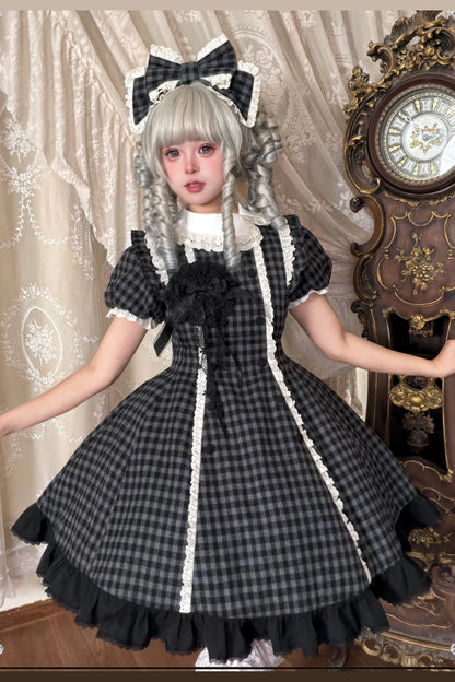 おとぎの国のドールチェックロリータドレス
