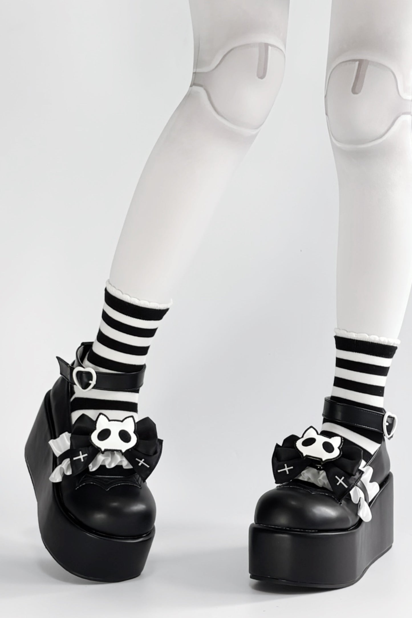 Chaussures à plateforme chat tête de mort minuit