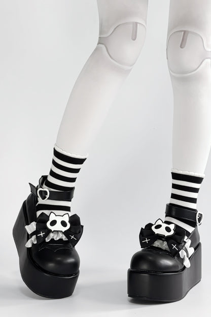 Chaussures à plateforme chat tête de mort minuit
