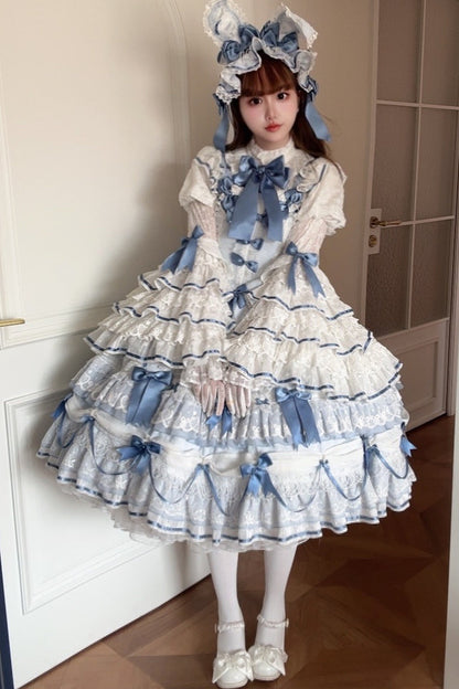 [Pre-order Deadline: July 13] Blue x White / Red x Pink Sweet Lolita Rabbit Series Accessories (Rabbit Ears Headband Tail Ribbon Train)