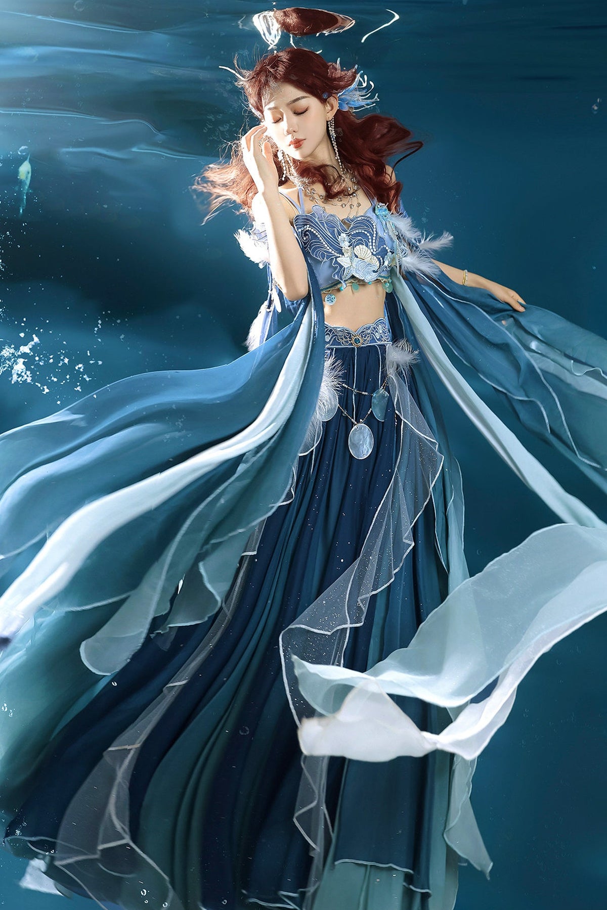 Exotic Mermaid Princess Hanfu Skirt and Camisole Set-Up