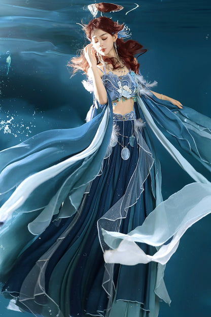 Exotic Mermaid Princess Hanfu Skirt and Camisole Set-Up