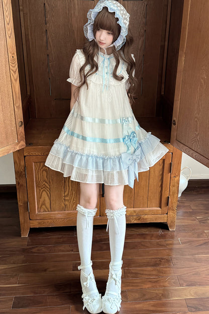 Milky Blue Princess Ribbon Dress