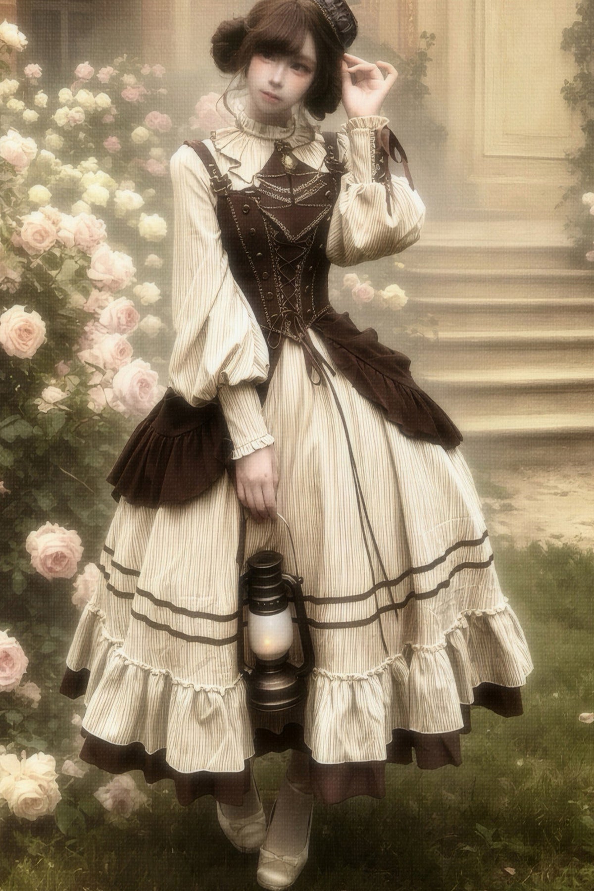 Gerüschtes Two-Way-Kleid mit Accessoire-Set
